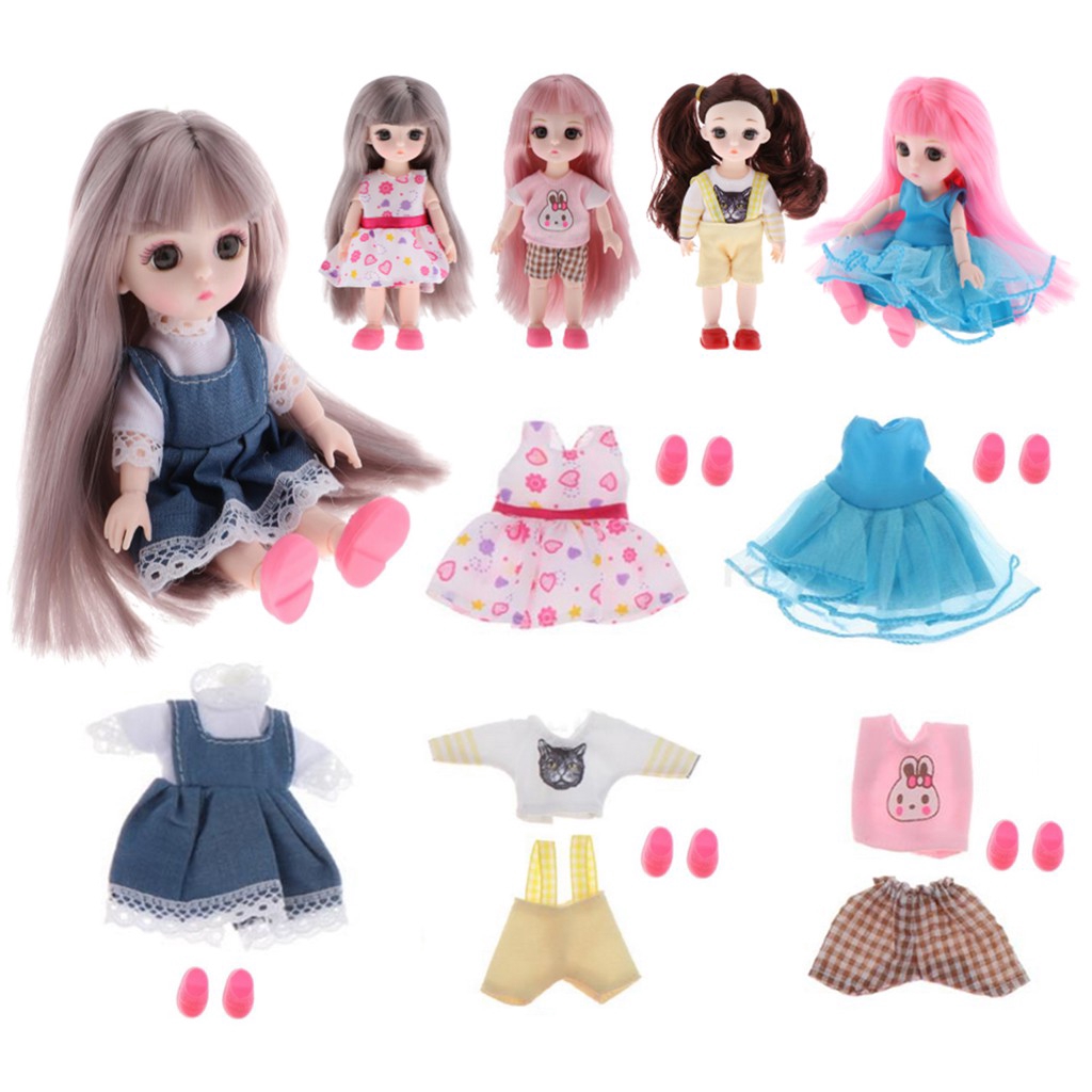 5 Set Doll Clothes with Shoes 16cm/6inch Doll Clothes Suit up Accessory ...