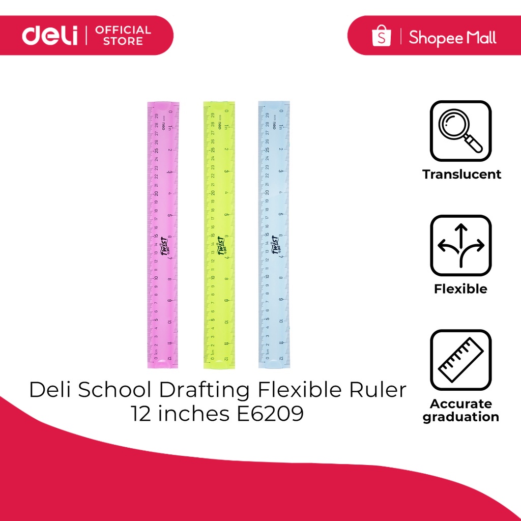 Deli E6209 - Flexible Drafting Ruler 12