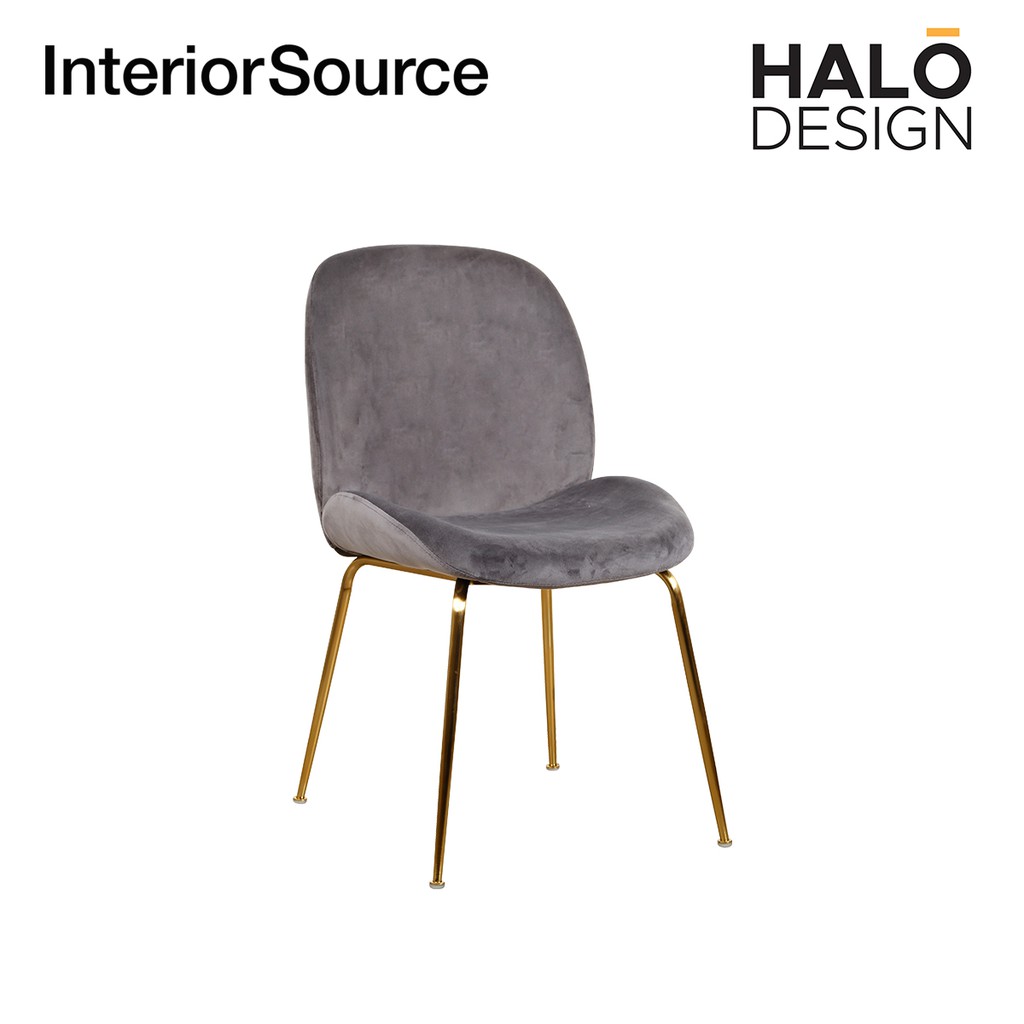 Halo Design Cleo Dining Chair Velvet Fabric Cover Metal With Chromed