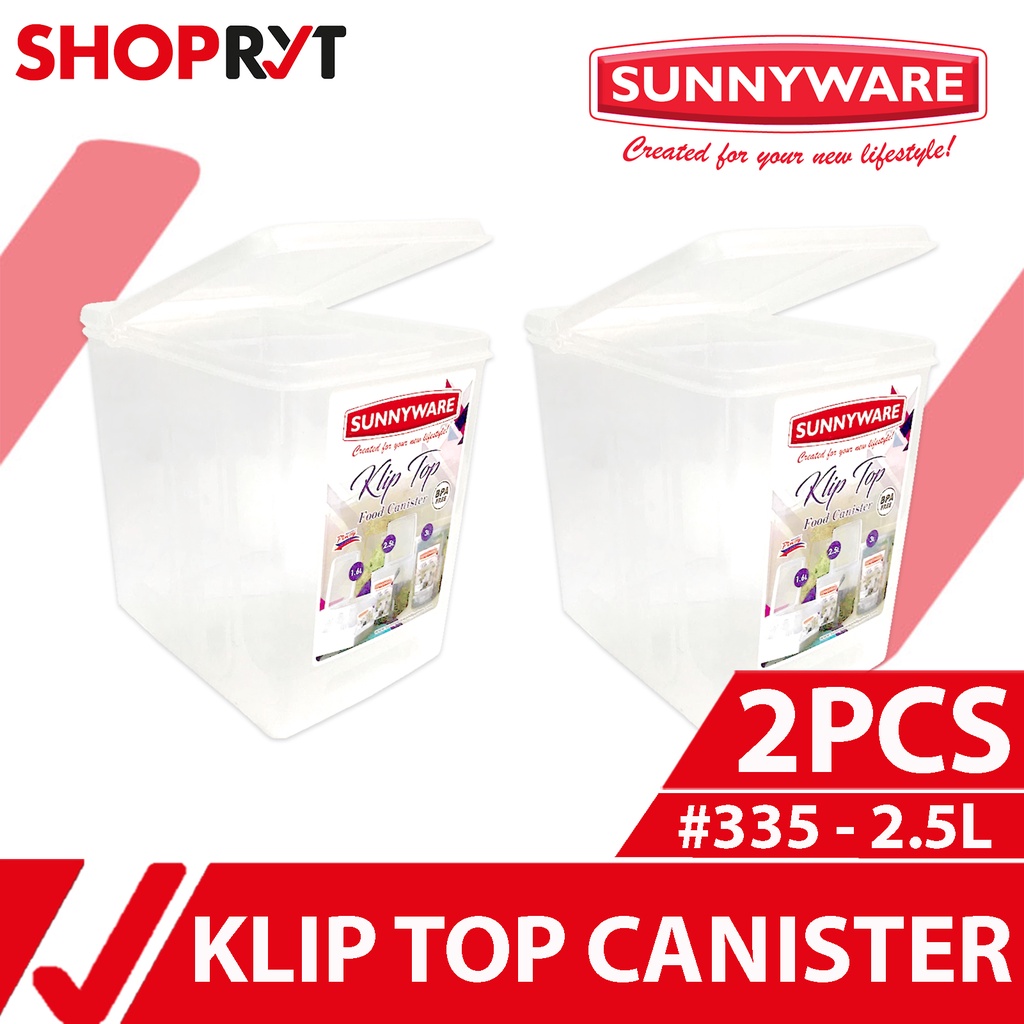 Sunnyware 335 2.5 L Klip Top Canister Powder Container 2pcs | Kliptop ...