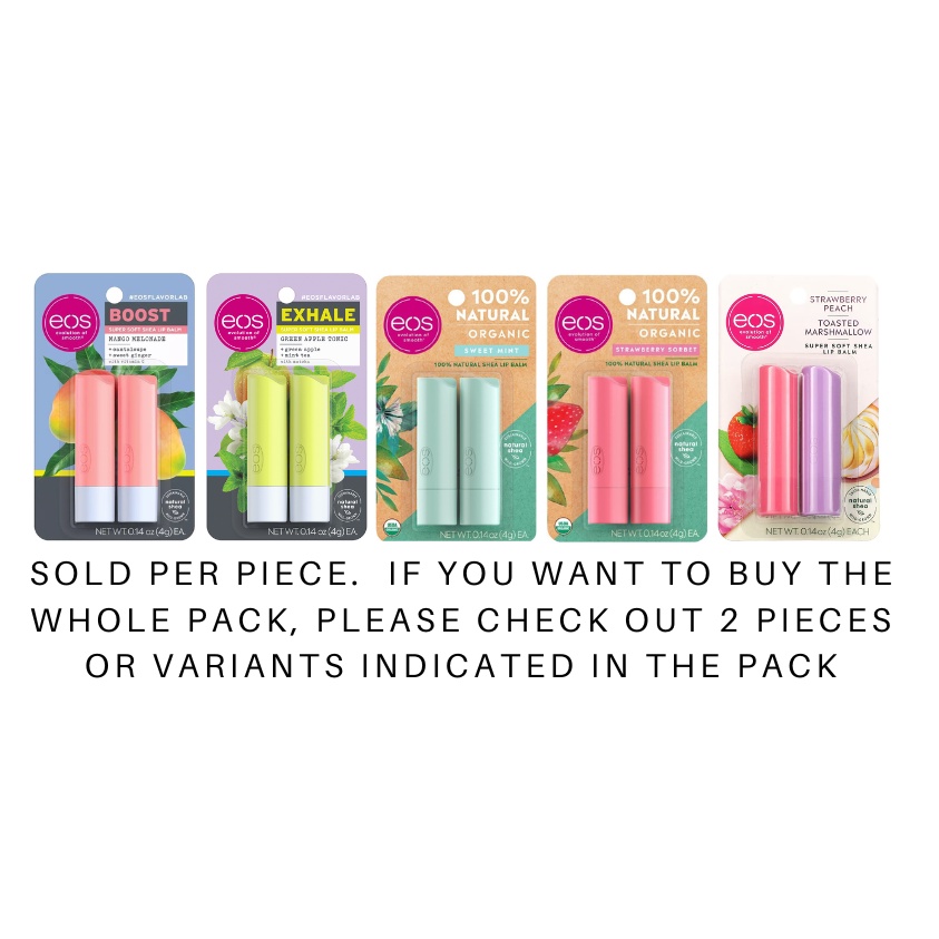 eos Lip Balm Stick Moisturizing Shea Butter for Chapped Lips (sold per