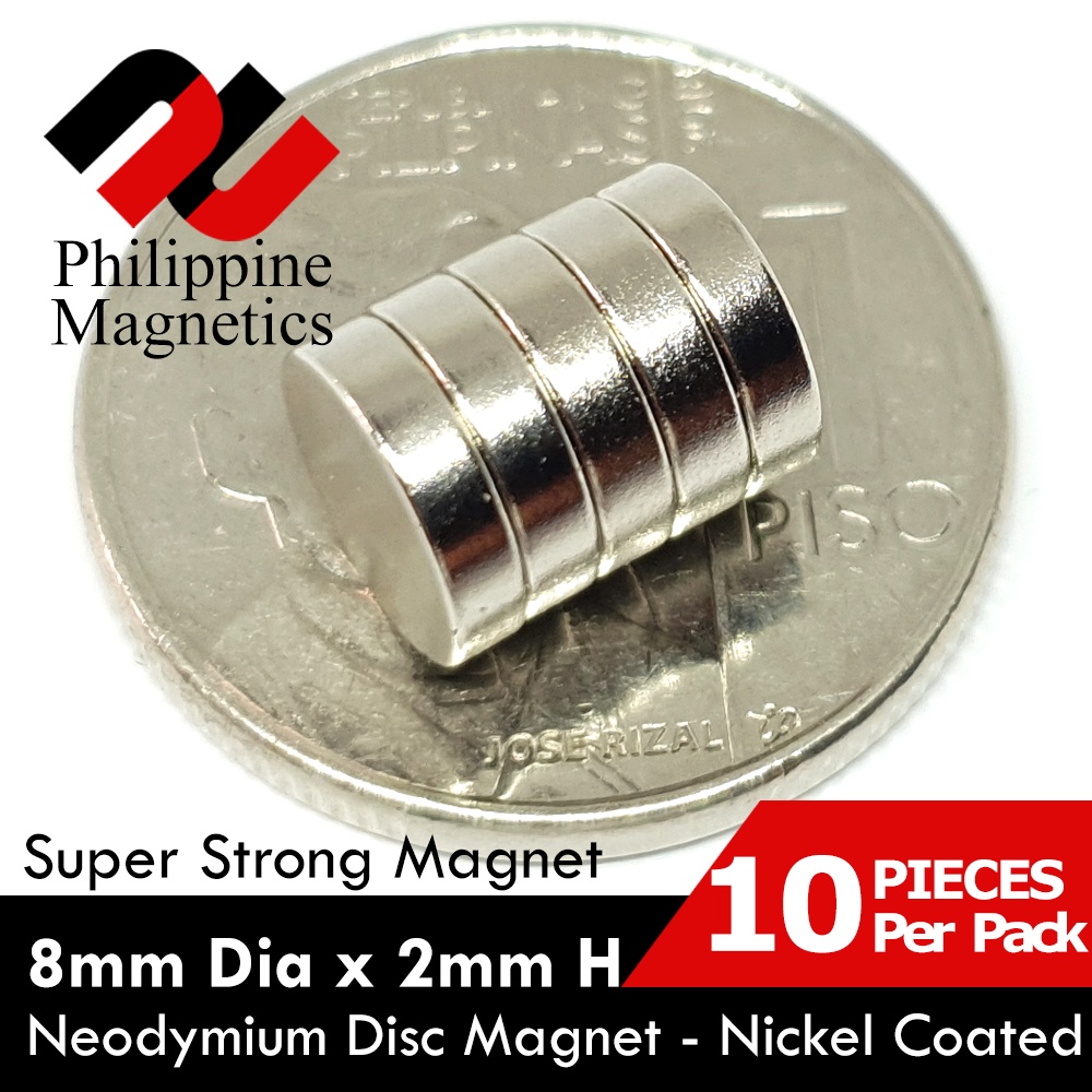 8MM DIAMETER X 2MM | 3MM TH Super Strong Neodymium Permanent Round Disc ...