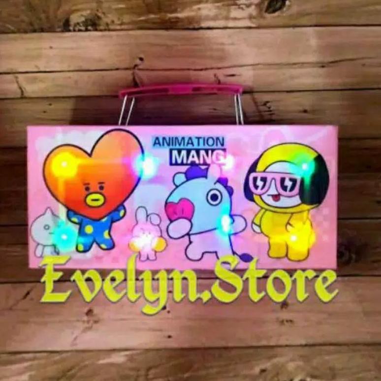 L4ngsung Process,, Pencil Box Code 3D There Is A BTS LED Lights / BT21 ...