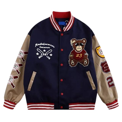 Full Embroidered Varsity Jacket/Varsity Baseball Jacket With Bear Motif ...
