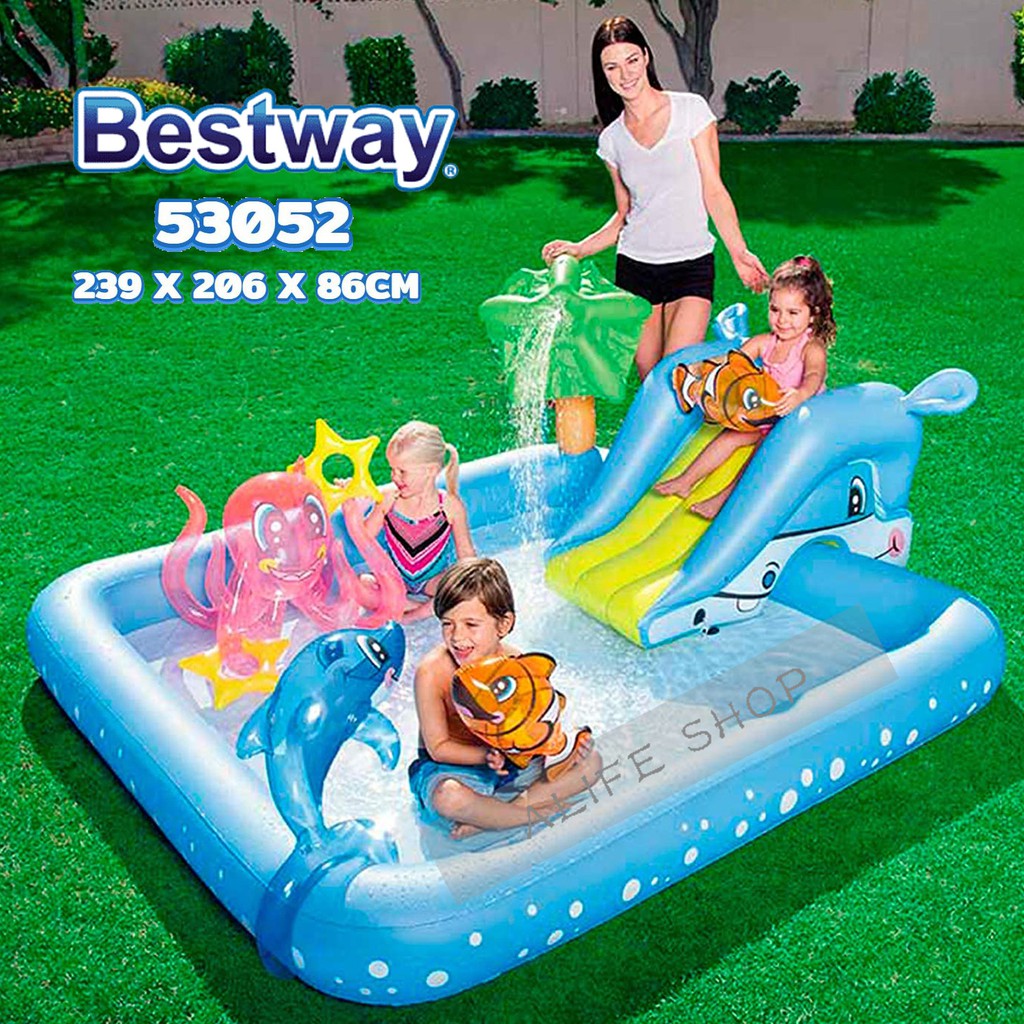 Bestway 53052 Fantastic Aquarium Paddling Pool with Slide, Water