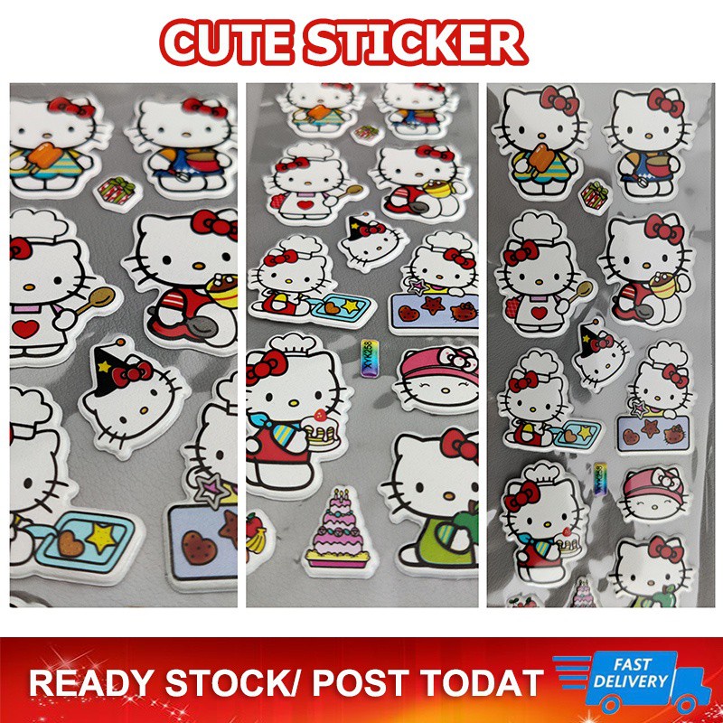 1/10/20 PCS Hello Kitty Sticker DIY Cartoon Bubble Stickers for Kids ...