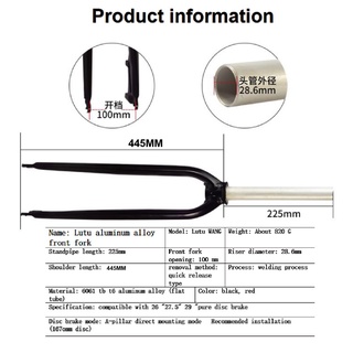 TOSEEK Lutu Rigid Fork M5 Aluminum Alloy 26/27.5/29 Straight Tube ...