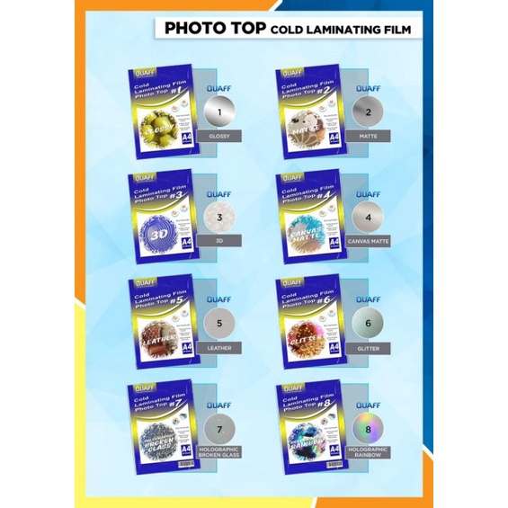QUAFF COLD LAMINATING FILM PHOTOTOP 20SHEETS PER PACK | Shopee Philippines