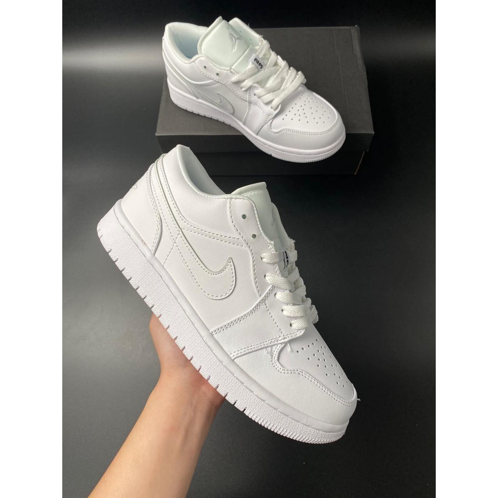 Jordan 1 retro Low cut All White basketball shoes for men and women ...