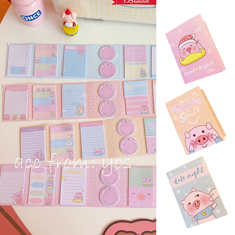 Convenient Set of sticky notes with many cute and convenient pig motifs ...