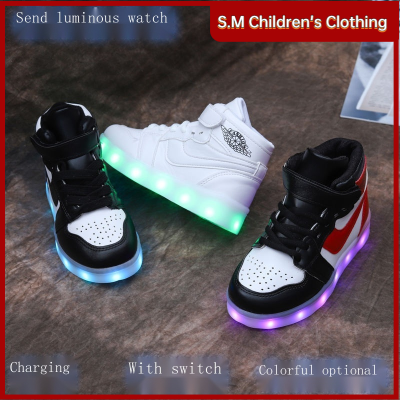 Rechargeable Colorful Luminous Shoes Children S Middle And Big Leisure