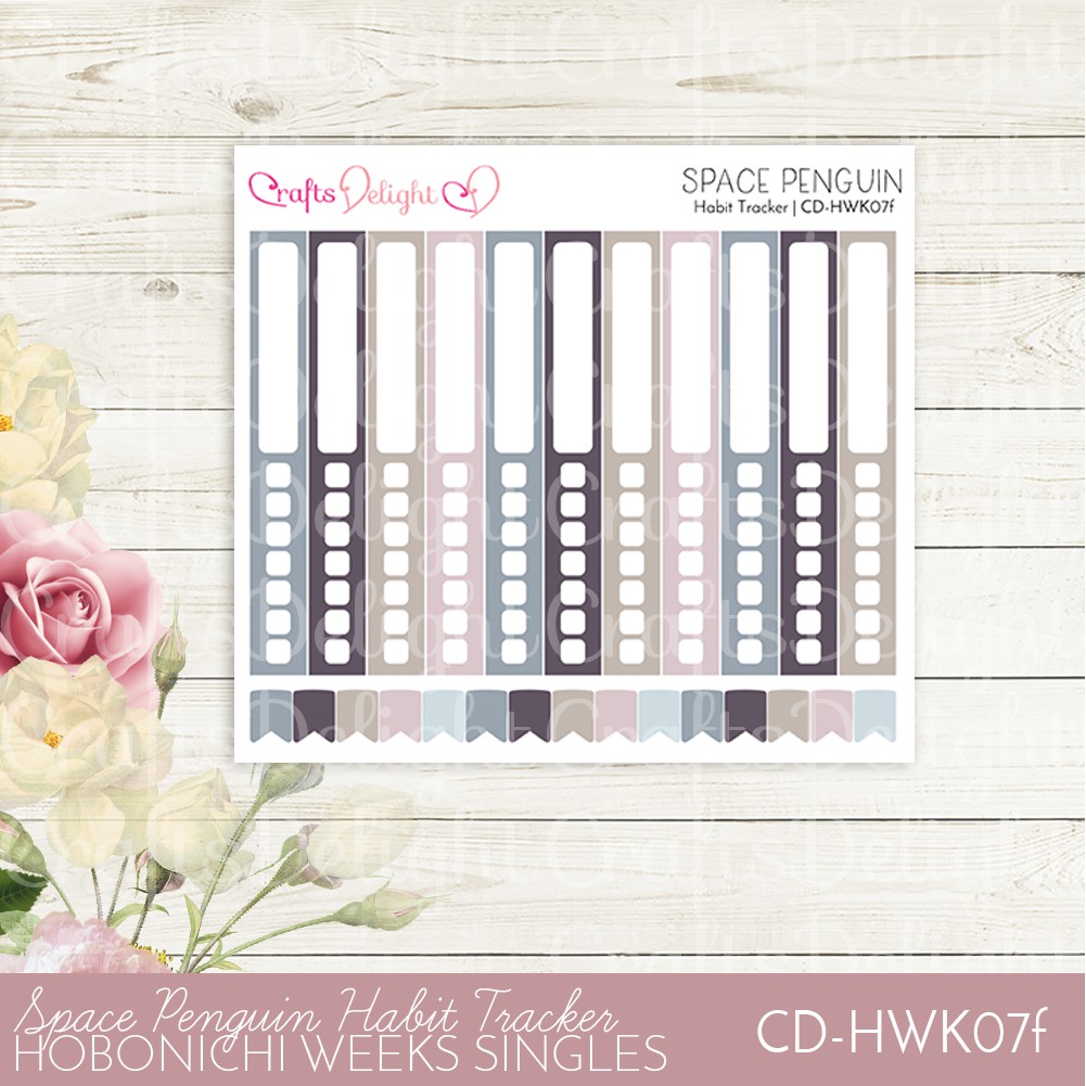 Habit Tracker Planner Stickers for Hobonichi Weeks - Space Penguin Kit ...