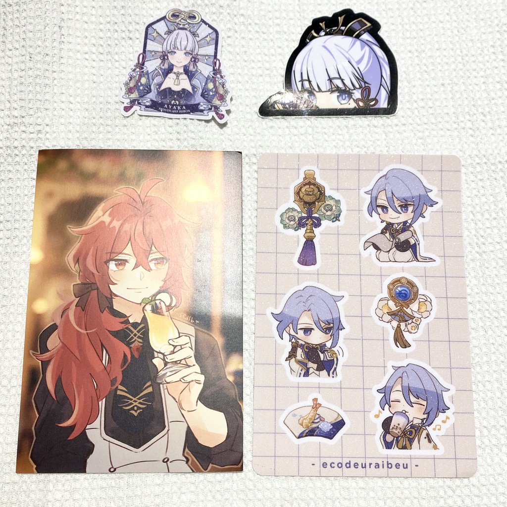 [ON HAND] BUNDLE Ayato and Ayaka merch free diluc print fanmade genshin ...