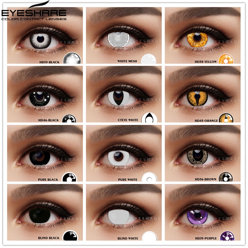 EYESHARE Cosplay Contact Lenses for Eyes BLACK WHITE Cosplay