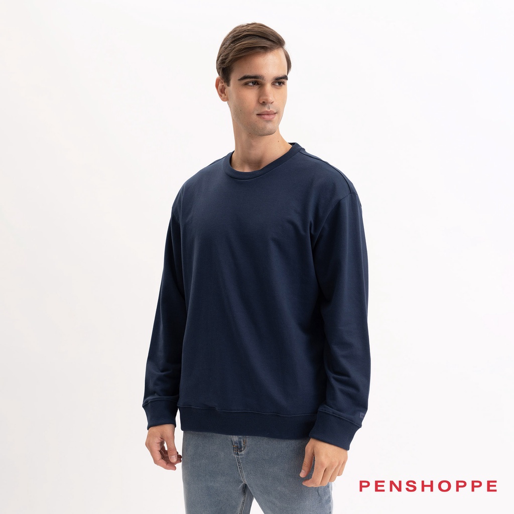 Penshoppe Relaxed Fit Pullover Sweater For Men (Navy Blue/Violet ...