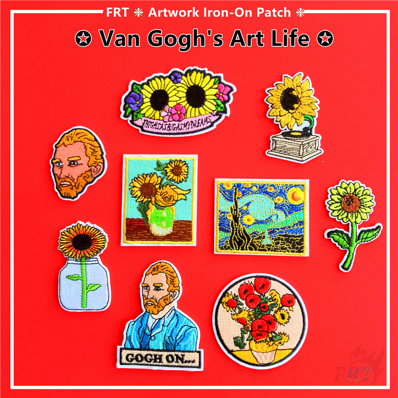 ZOOPOLR 3-Pack Van Gogh Sunflower Embroidery Patches – Iron On Or Sew On Applique For Clothes & Bags
