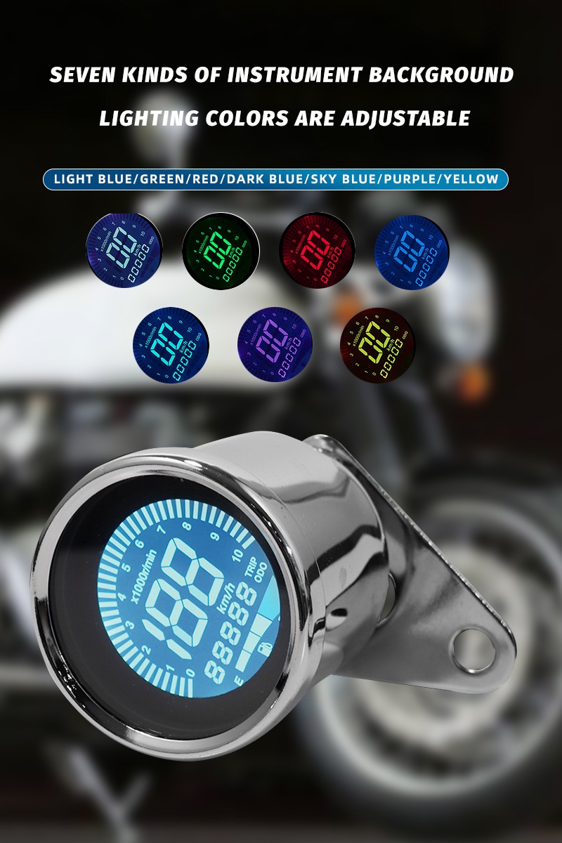 Motorcycle Speedometer Multi-function LCD Digital Odometer Tachometer ...