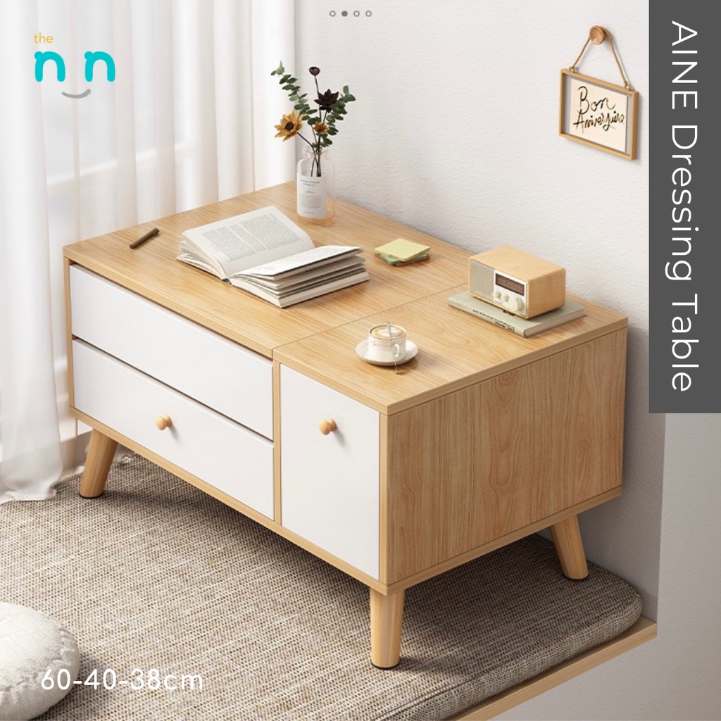 2 IN 1 WOODEN VANITY TABLE STUDY TABLE MAKE UP DRESSING TABLE | Shopee ...