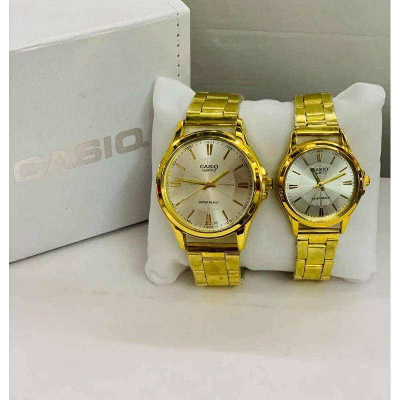 Casio couple outlet watch silver