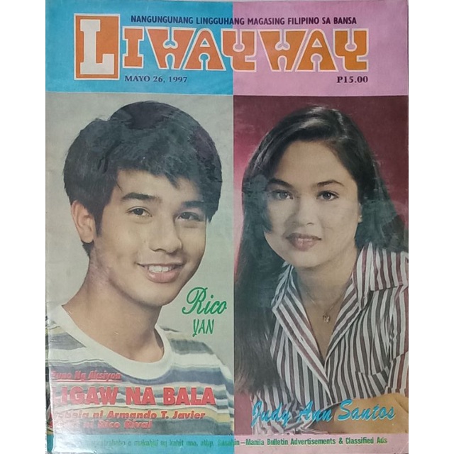 LIWAYWAY MAGAZINE/ RICO YAN & JUDY ANN SANTOS/ MAY 1997 | Shopee ...