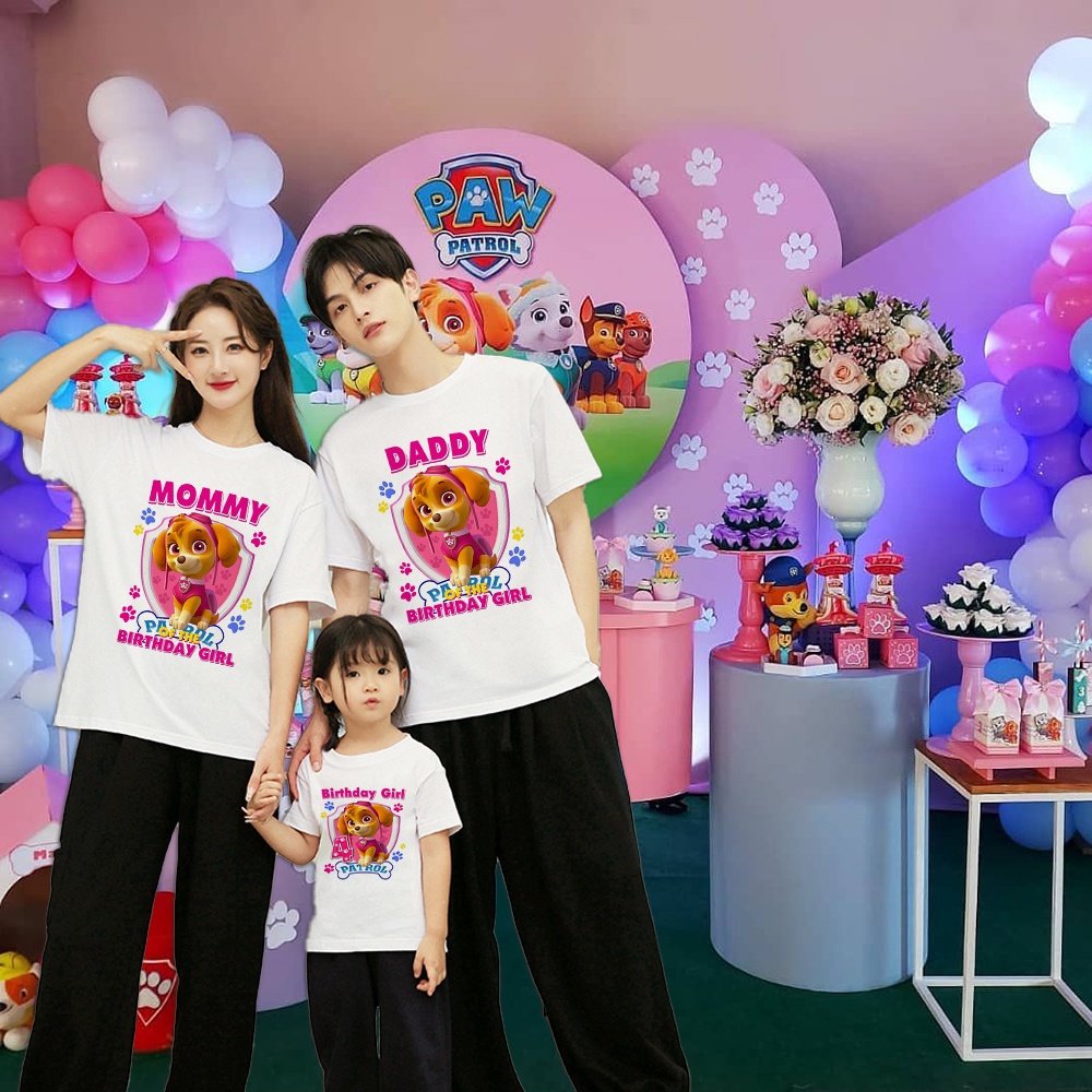1pc Skye Paw Patrol Birthday Girl Family Shirt Mommy Daddy and Daughter Matching Family Look Tshirt for 1 9Y Girls Birthday Wear Shopee Philippines