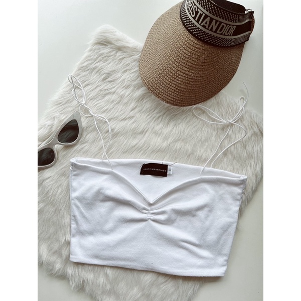 CROP TOP WHITE STRINGS(PRELOVED) | Shopee Philippines