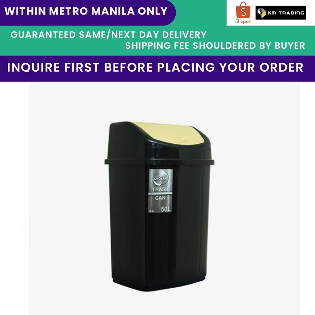 Orocan 50Liter Trash Can with Swing Cover / basurahan / Trash Bin