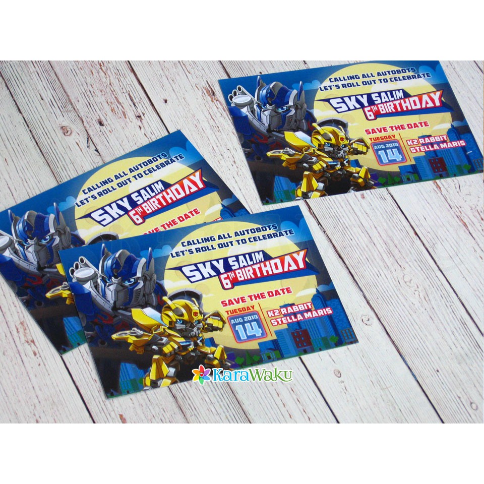 Transformers Birthday Invitation (2 sides) | Shopee Philippines