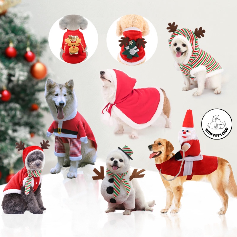 Wowpetsclub Costume Christmas Pet Dog Cat Clothes Santa Reindeer Set 