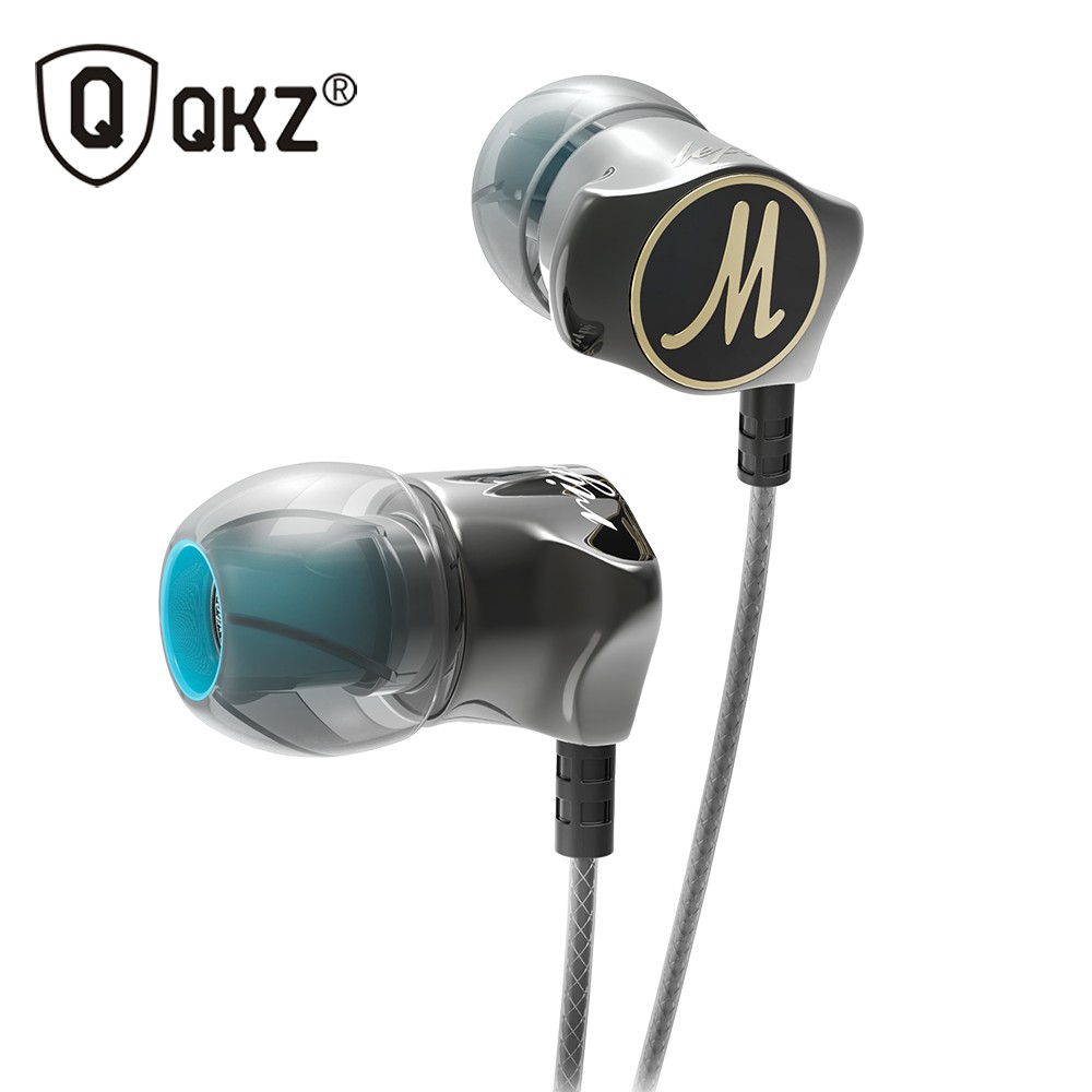QKZ DM7 Metal Gold Silver Special Edition Noise Isolating In-ear Earphone  Music Headset With Mic
