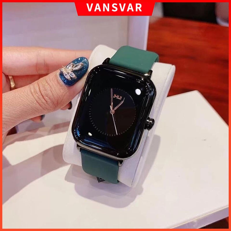 Fashion Rectangle Women Watches Unisex Men Silicone Band Sports Watch ...