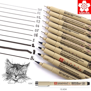 Sakura Liner Pigma Micron Pens Fineliner Set Brush Ink Marker Sketching  9Pack