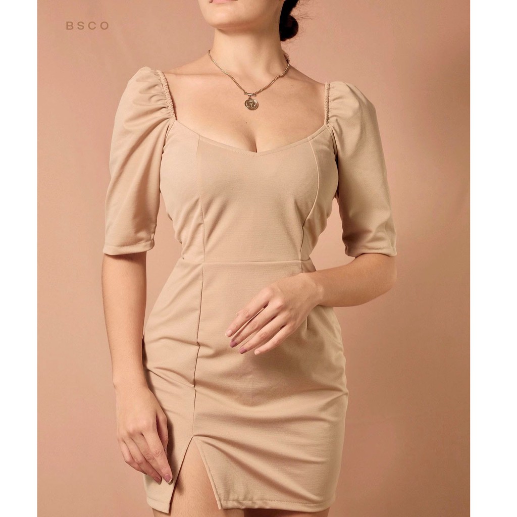 Cream semi hot sale formal dress