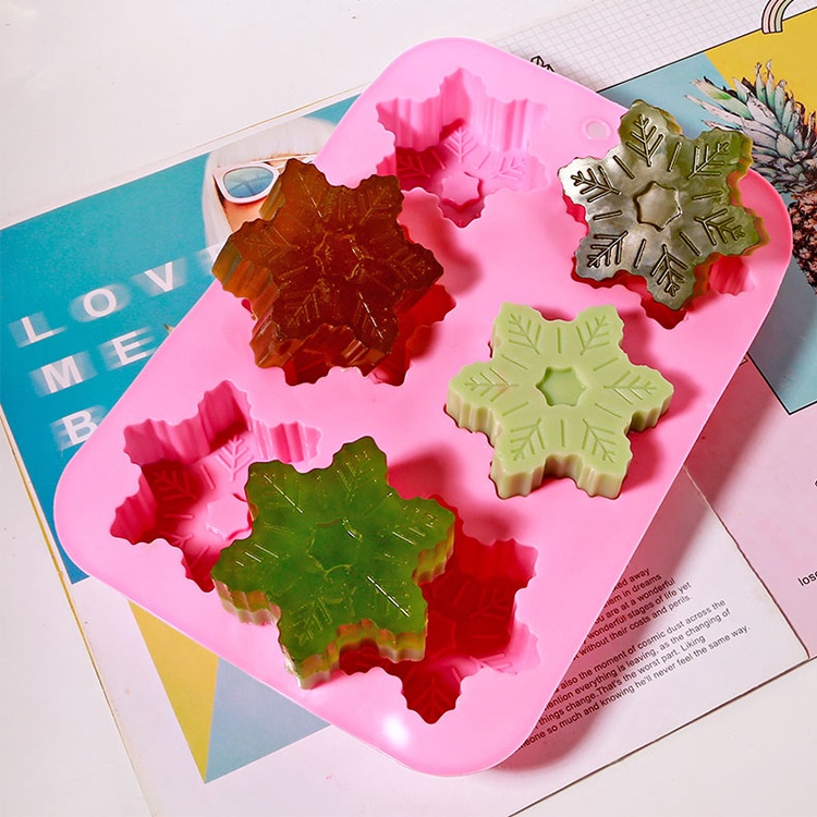 6-Cavity Christmas Snowflake Silicone Mold Mousse cake mould soap mould ...