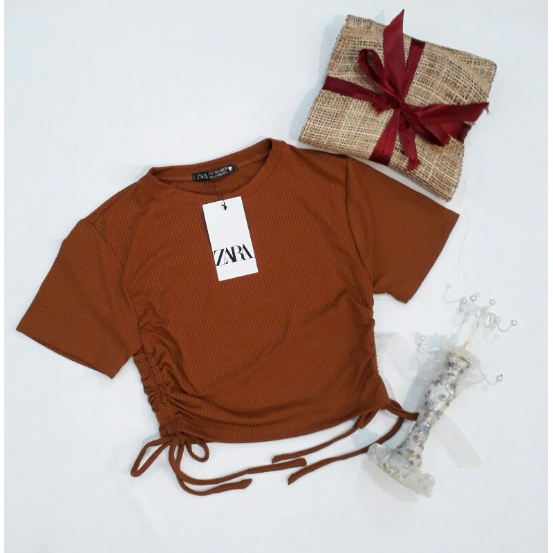 Zara Side Ruched Cropped Top (Dupe) Shopee Philippines