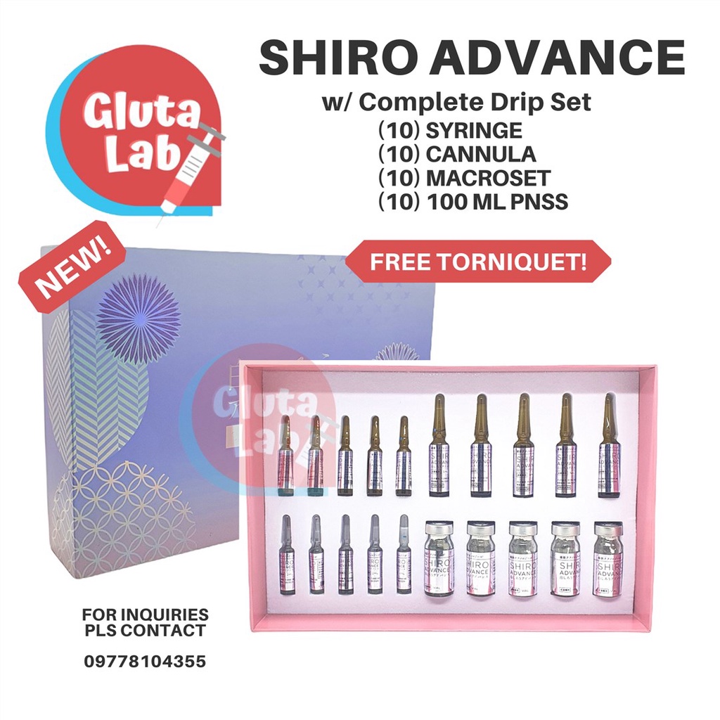 GLUTA LAB SHIRO ADVANCE GLUTATHIONE JAPAN DRIP drip set, 1 box, good for 10 sessions