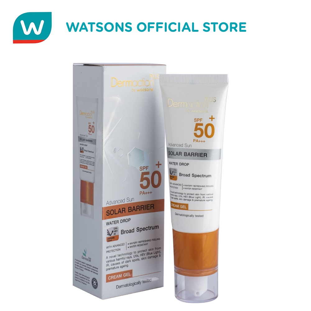 Dermaction Plus By Watsons Advanced Sun Water Drop Cream Gel Spf50 40ml Sunscreen Shopee