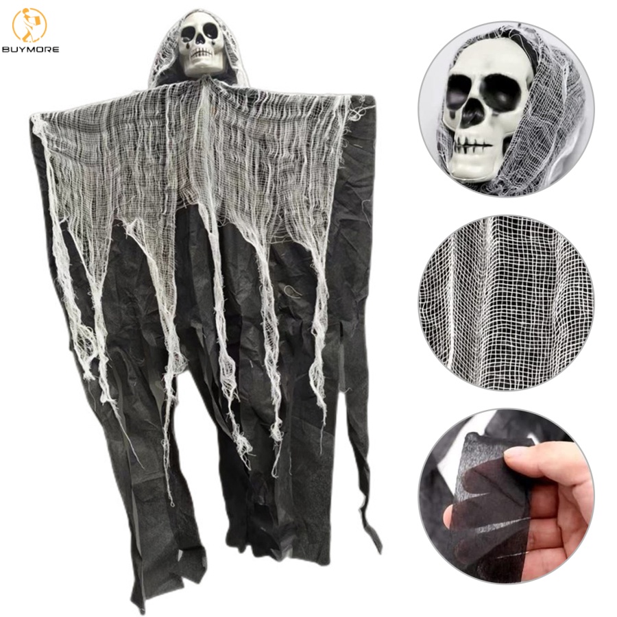 JJ Halloween Hanging Skeleton Ghost Decorations 90cm Scary Grim Reapers ...