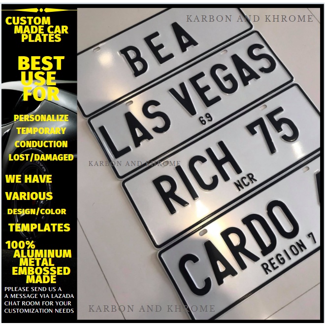 Cars Custom Number / Vanity Plates Best use for Personalize, Temporary