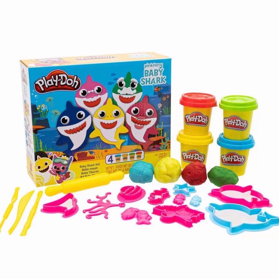 T.S Play-Doh Baby Shark Play Clay Set w/ 4 Non Toxic Clays Children ...