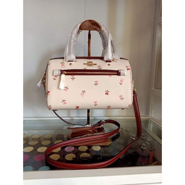 Coach AUTHENTIC Rowan Satchel With Heart Floral Print