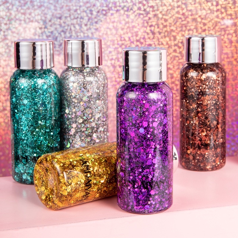 HANDAIYAN Glitter Face and Body Gel Sequins Glow bottle makeup and