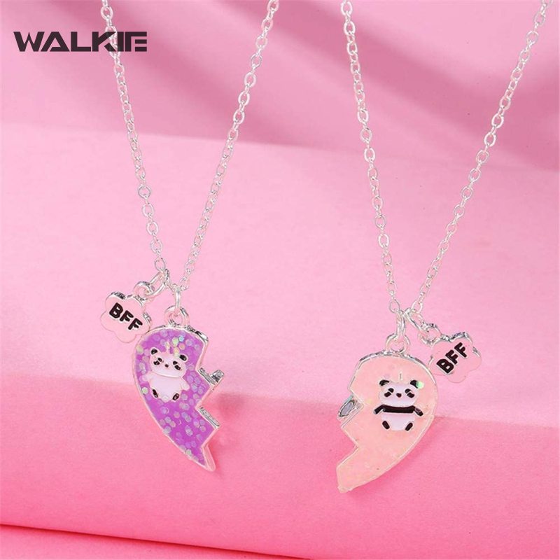 WALKIE Best Friends Magnetic Half Heart Pendant Necklace 2Pcs/Set Charm ...