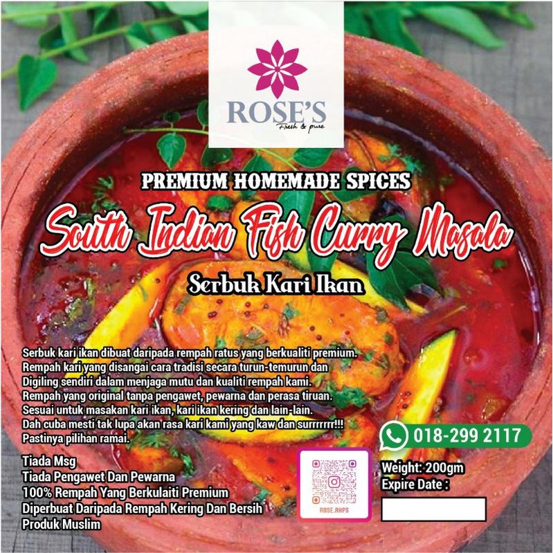 Roses Fish Curry Masala/Fish Curry Powder 200gm | Shopee Philippines
