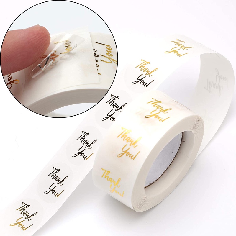 500pcs transparent gold foil thank you sticker packaging bag envelope ...