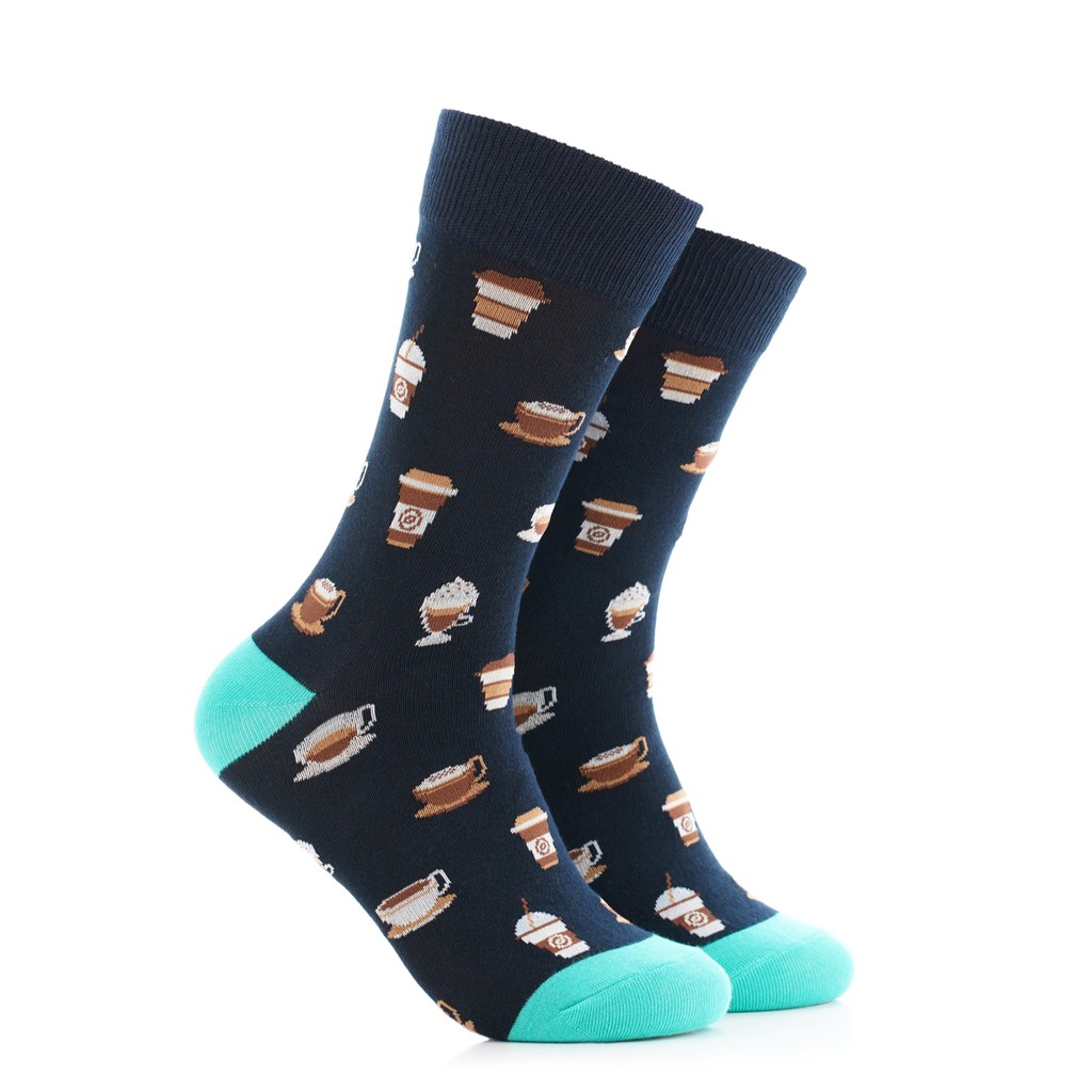 Iconic Socks Coffee Pattern Crew Length Mens Formal Socks Shopee