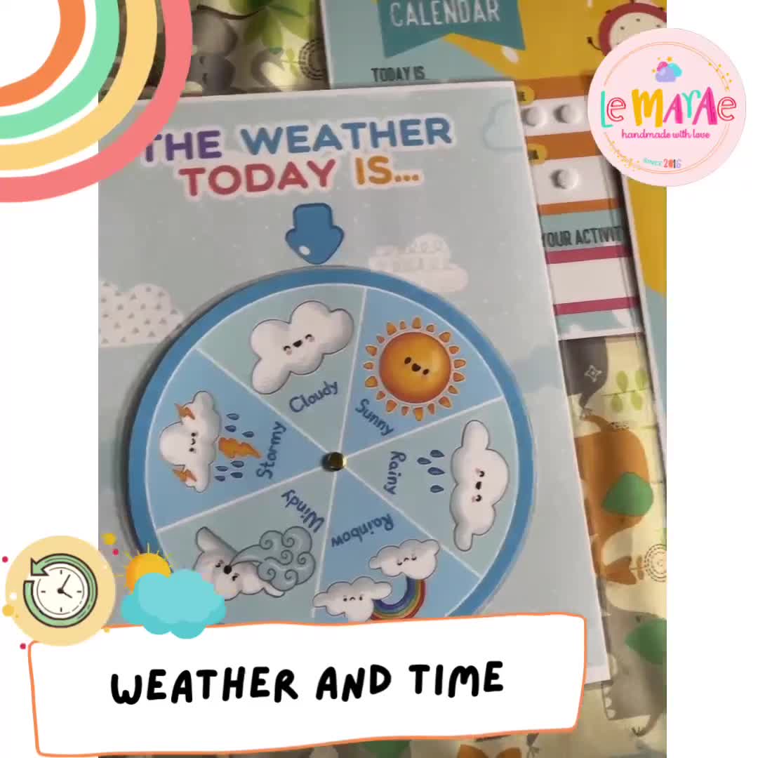 Movable TIME AND WEATHER CHART Laminated Educational Charts A3 Big ...