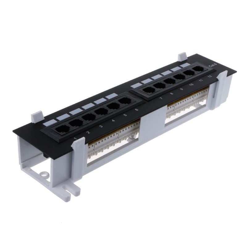 Dark*12 Port CAT6 Patch Panel RJ45 Networking Wall Mount Rack Mount ...