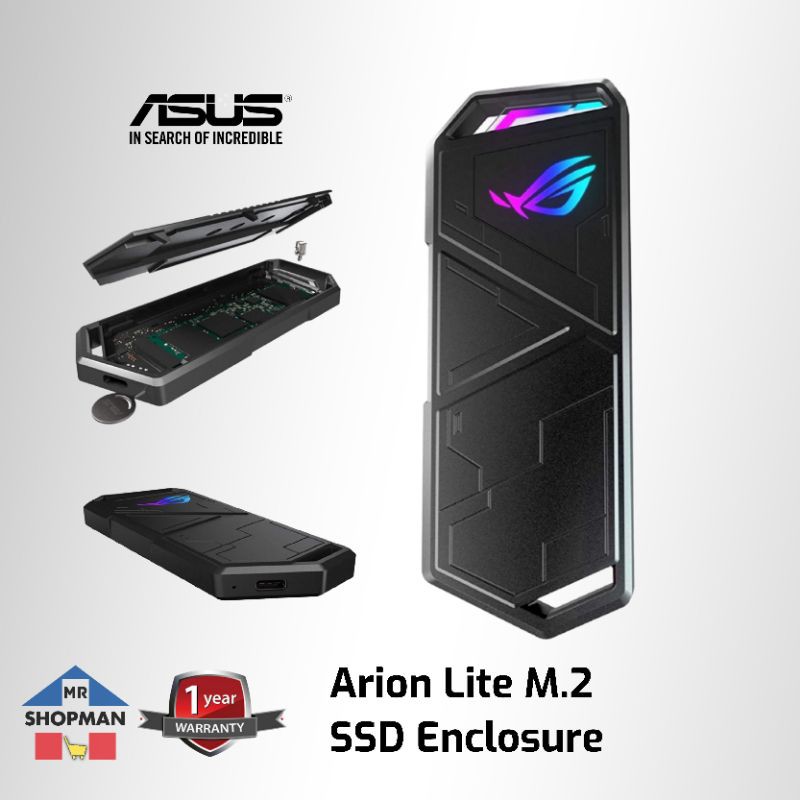 ROG Strix Asus Arion Lite M2 Nvme SSD RGB Enclosure | Shopee Philippines