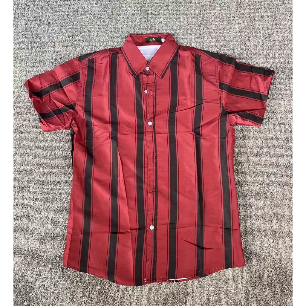 Fshion Mens Stripe Polo Shirt Print Short Sleeve Korean Style Shopee